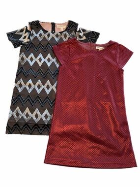 Appaman Burgundy Shimmer Dress & Black Silver Patterned Dress